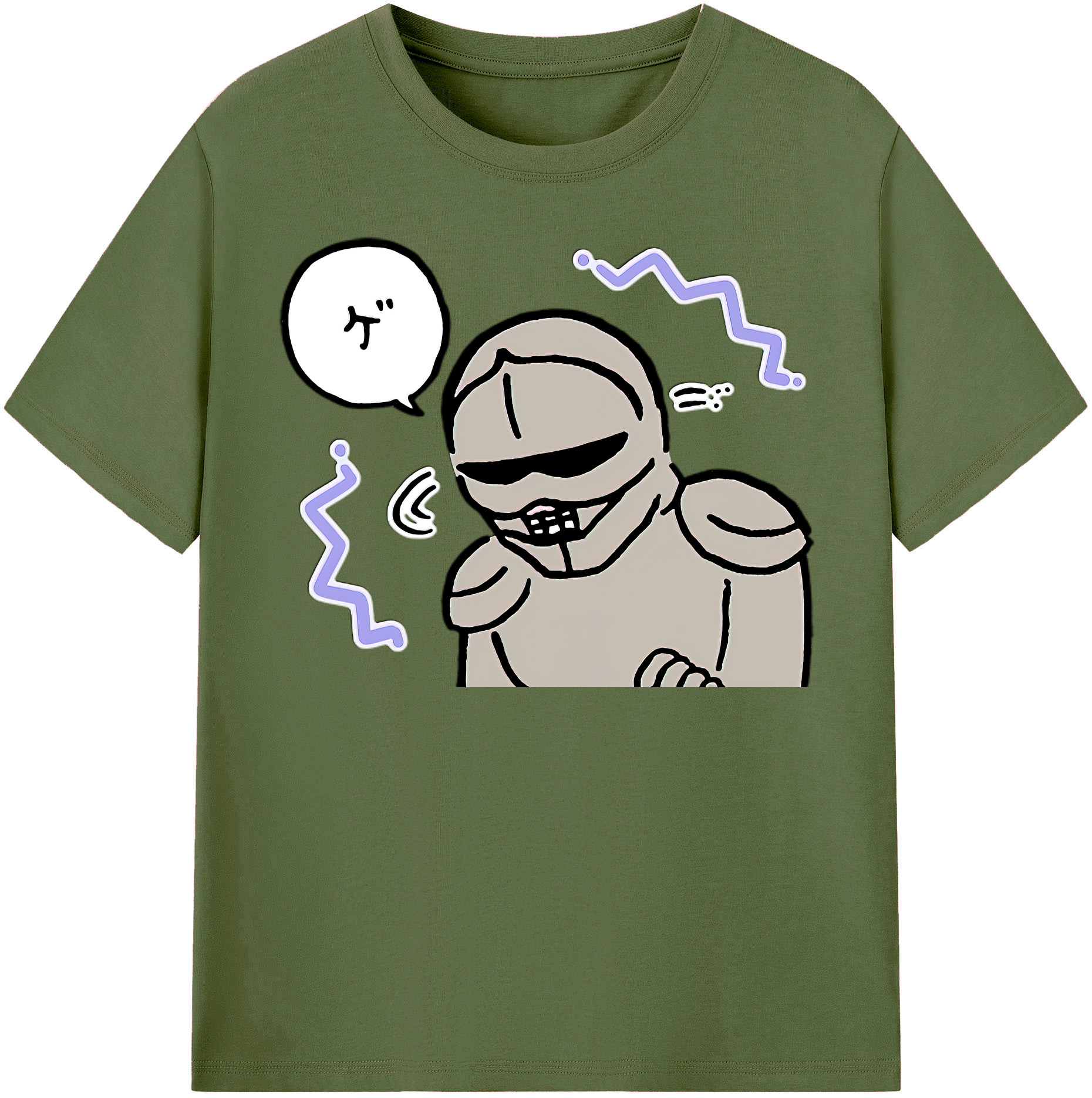 （画像用） ちいかわ 労働の鎧さん Chii-kawa Mr. Armor of Labor 綿100％半袖Tシャツ（フロントプリント）